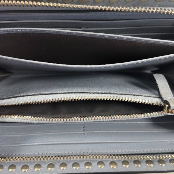 Valentino Garavani Rockstud Leather Continental Zippy Wallet - Grey - Preowned - Picture 7 of 12